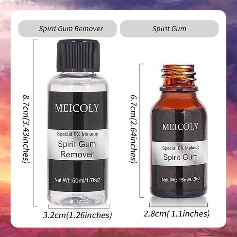 MEICOLY Spirit Gum Adhesive and Remover Combo Kit,Professional Face Spirit Glue, Body Adhesive for Face Body Prosthetics,Body Skin Glue for for Halloween,Stage, Cosplay,Special Effects FX Costume in Kuwait