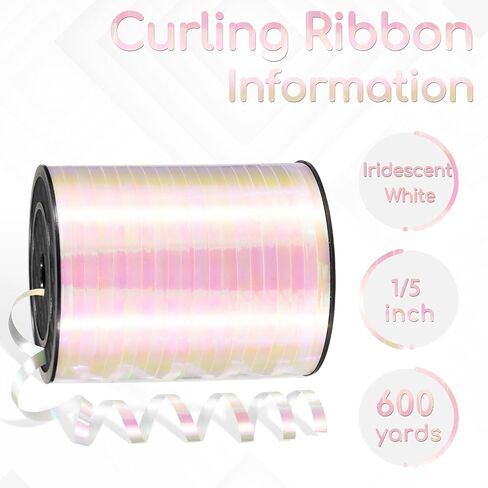 600 Yards White Curling Ribbon for Gift Wrapping, 1/5 Inch Balloon String White Ribbon, Curly Ribbon, Balloon Ribbon for Birthday Party Christmas Crafts in Saudi Arabia