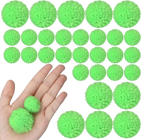 Syhood 30 Pcs Yarn Pom Poms Set Includes 20 Pcs 1 Inch and 10 Pack 1.5 Inches Balls for Christmas Crafts Red Fluffy Balls for Xmas Party Decor Costume DIY Supplies(White) in Saudi Arabia