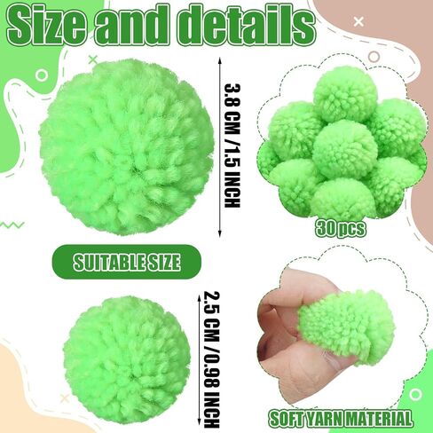 Syhood 30 Pcs Yarn Pom Poms Set Includes 20 Pcs 1 Inch and 10 Pack 1.5 Inches Balls for Christmas Crafts Red Fluffy Balls for Xmas Party Decor Costume DIY Supplies(White) in Saudi Arabia