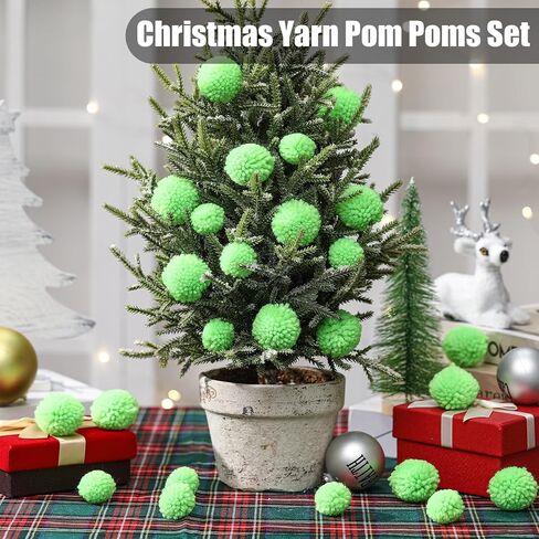 Syhood 30 Pcs Yarn Pom Poms Set Includes 20 Pcs 1 Inch and 10 Pack 1.5 Inches Balls for Christmas Crafts Red Fluffy Balls for Xmas Party Decor Costume DIY Supplies(White) in Saudi Arabia