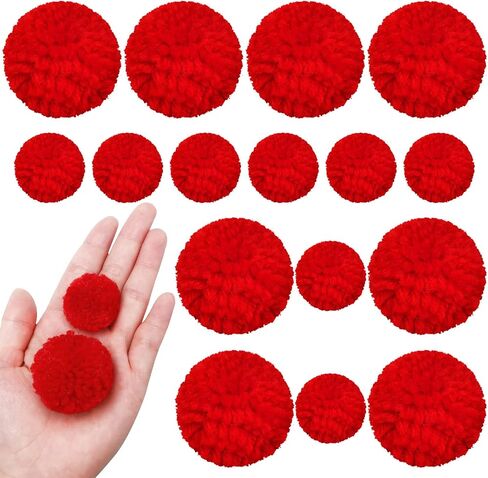 Syhood 30 Pcs Yarn Pom Poms Set Includes 20 Pcs 1 Inch and 10 Pack 1.5 Inches Balls for Christmas Crafts Red Fluffy Balls for Xmas Party Decor Costume DIY Supplies(White) in Saudi Arabia