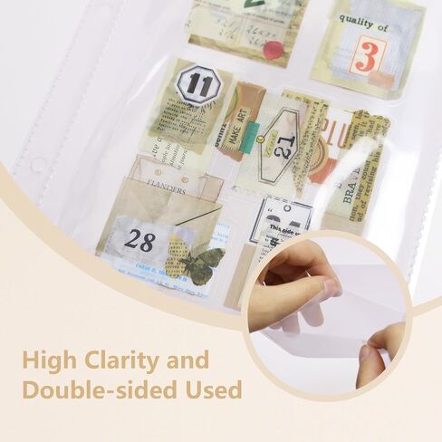20 Sheets Clear Binder Sleeves Pocket Sheets Protectors Double Sided Plastic Sleeves for Binder Refill, Photo Card Sticker Organizer Pocket Pages Binder Inserts for 6 Ring A5 Binder (4-Pocket) in Kuwait