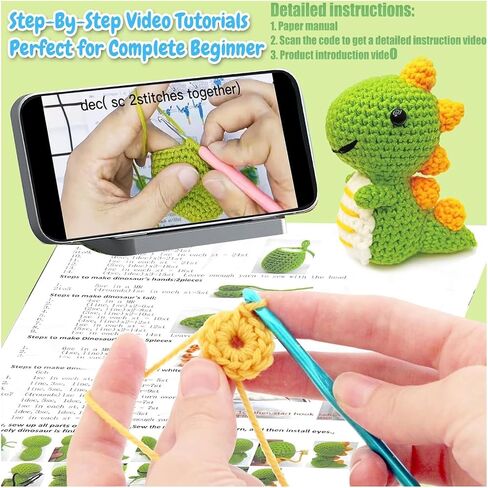 TGIQROVE Crochet Kit for Beginners, 4Pcs Animal Crochet Kit for Adults Include Videos Tutorials, Yarn, Eyes, Stuffing, Crochet Hook, Instructions, Kids Boys Girls Birthday Gifts in Saudi Arabia