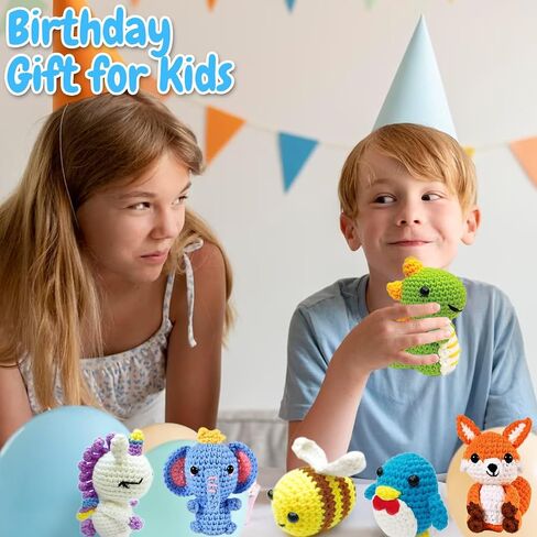TGIQROVE Crochet Kit for Beginners, 4Pcs Animal Crochet Kit for Adults Include Videos Tutorials, Yarn, Eyes, Stuffing, Crochet Hook, Instructions, Kids Boys Girls Birthday Gifts in Saudi Arabia