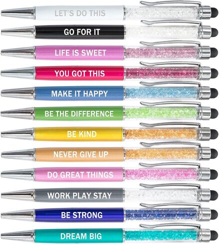 PASISIBICK 12 Pieces Funny Sarcastic Ballpoint Pens, Office Snarky Touch Screen Stylus Pen Encouraging, Black Ink (12 Color,Negative) in Kuwait