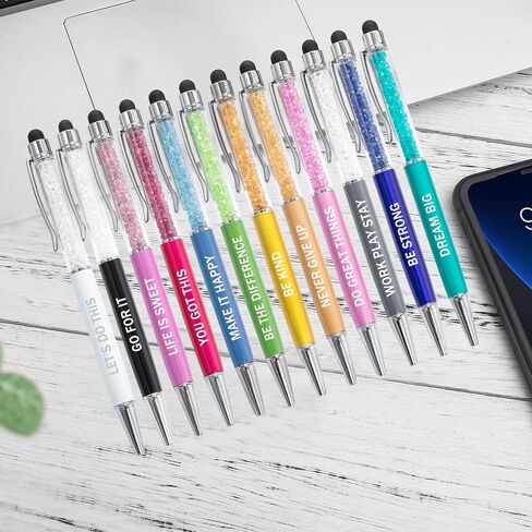 PASISIBICK 12 Pieces Funny Sarcastic Ballpoint Pens, Office Snarky Touch Screen Stylus Pen Encouraging, Black Ink (12 Color,Negative) in Kuwait