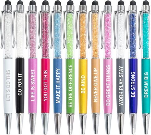 PASISIBICK 12 Pieces Funny Sarcastic Ballpoint Pens, Office Snarky Touch Screen Stylus Pen Encouraging, Black Ink (12 Color,Negative) in Kuwait