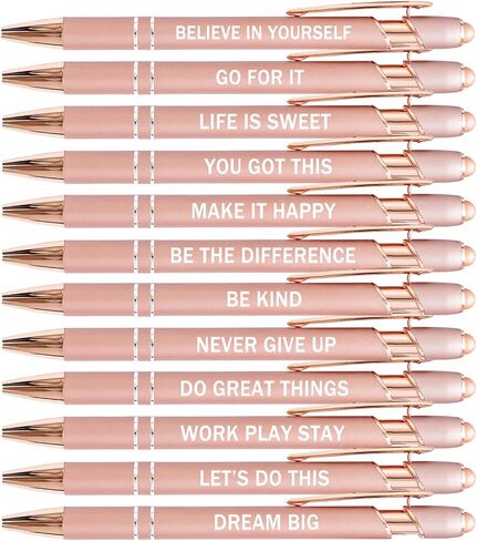 PASISIBICK 12 Pieces Funny Sarcastic Ballpoint Pens, Office Snarky Touch Screen Stylus Pen Encouraging, Black Ink (12 Color,Negative) in Kuwait