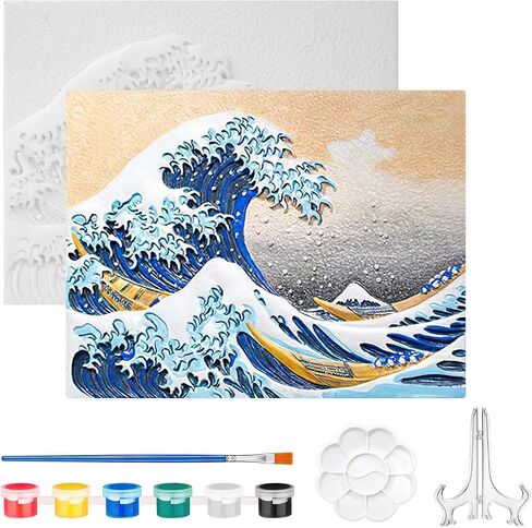 LACHLAND 3D Ceramic Painting Kit, Ready to Paint Ceramics, Crafts for Adults, Acrylic Paint Set and Paint Brush Set Included, DIY Art, Size 4x5 inches（Sunrise） in Kuwait