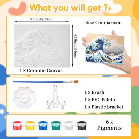 LACHLAND 3D Ceramic Painting Kit, Ready to Paint Ceramics, Crafts for Adults, Acrylic Paint Set and Paint Brush Set Included, DIY Art, Size 4x5 inches（Sunrise） in Kuwait