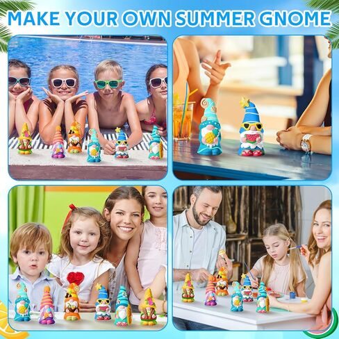 Arrowbash 6 PCS Summer Ceramics للطلاء جاهزًا لطلاء تماثيل Gnome الخاصة بك 5.12 التماثيل القابلة للطلاء DIY مجموعة من السيراميك غير الملصقة مع طلاء لوحة الفرشاة in Kuwait