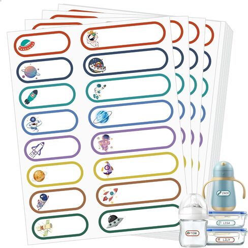 480 PCS Baby Bottion Labels for Daycare Essentials ، ملصقات اسم مقاومة للماء للرعاية النهارية ، ملصقات اسم المدرسة المرفقة ذاتيًا للأطفال الملصقات الملصقات in Kuwait