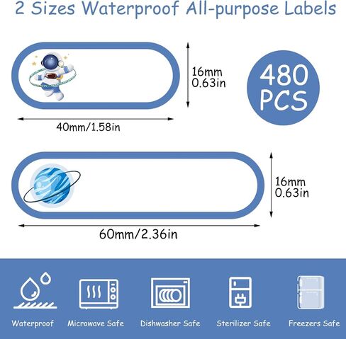 480 PCS Baby Bottion Labels for Daycare Essentials ، ملصقات اسم مقاومة للماء للرعاية النهارية ، ملصقات اسم المدرسة المرفقة ذاتيًا للأطفال الملصقات الملصقات in Kuwait