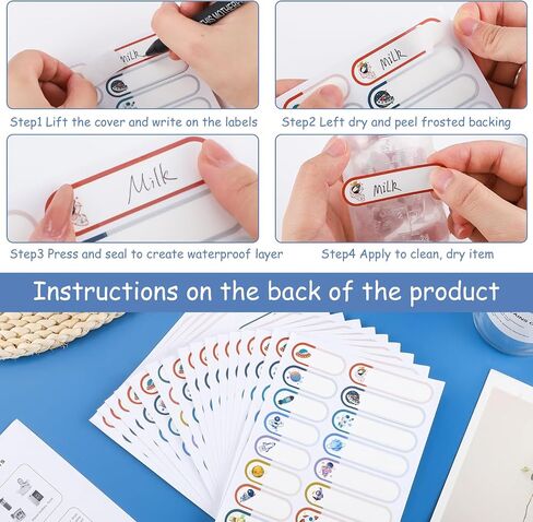 480 PCS Baby Bottion Labels for Daycare Essentials ، ملصقات اسم مقاومة للماء للرعاية النهارية ، ملصقات اسم المدرسة المرفقة ذاتيًا للأطفال الملصقات الملصقات in Kuwait
