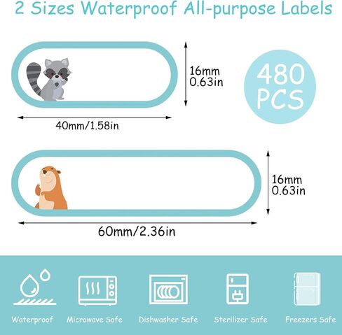 480 PCS Baby Bottion Labels for Daycare Essentials ، ملصقات اسم مقاومة للماء للرعاية النهارية ، ملصقات اسم المدرسة المرفقة ذاتيًا للأطفال الملصقات الملصقات in Kuwait