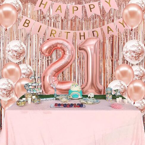 Sweet 16 Party Decorations for Girls, Happy 16th Birthday Banner Cake Topper Balloons Sash and Tiara, Rose Gold 16 Birthday Party Supplies for Girls in Saudi Arabia