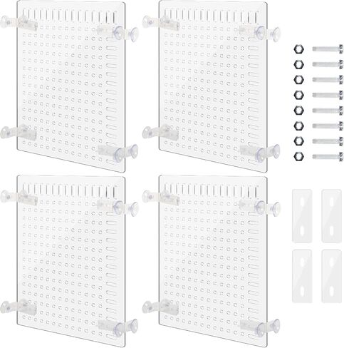 NUANCHU 4 SET SET ACRYLIL FISH TAND DISIDER 11.4 × 9.75 '' Aquarium Dipider Kit Divider Speclable بشكل مرن مع لوحة الربط الكؤوس الشفطية للاصطحاب 30/40/50/65/75/90/125/150 جالون دبابة الخزان in Kuwait