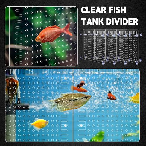 NUANCHU 4 SET SET ACRYLIL FISH TAND DISIDER 11.4 × 9.75 '' Aquarium Dipider Kit Divider Speclable بشكل مرن مع لوحة الربط الكؤوس الشفطية للاصطحاب 30/40/50/65/75/90/125/150 جالون دبابة الخزان in Kuwait