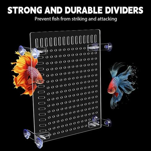 NUANCHU 4 SET SET ACRYLIL FISH TAND DISIDER 11.4 × 9.75 '' Aquarium Dipider Kit Divider Speclable بشكل مرن مع لوحة الربط الكؤوس الشفطية للاصطحاب 30/40/50/65/75/90/125/150 جالون دبابة الخزان in Kuwait