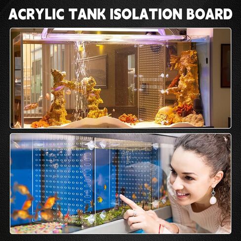 NUANCHU 4 SET SET ACRYLIL FISH TAND DISIDER 11.4 × 9.75 '' Aquarium Dipider Kit Divider Speclable بشكل مرن مع لوحة الربط الكؤوس الشفطية للاصطحاب 30/40/50/65/75/90/125/150 جالون دبابة الخزان in Kuwait