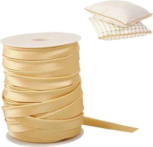 Piping Trim for Sewing, 1.4cm/ 55 Yards Crafts Piping Bias Tape Trim Fold Bias Tape Braid Bias Satin Lip Cord with Welting Cord for Table Cloth Refined Finishes (Yellow) in Kuwait