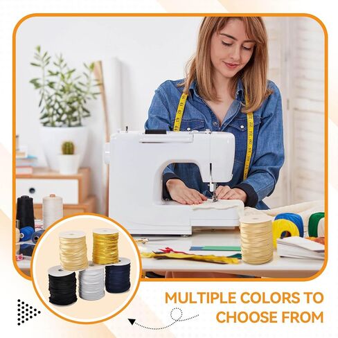 Piping Trim for Sewing, 1.4cm/ 55 Yards Crafts Piping Bias Tape Trim Fold Bias Tape Braid Bias Satin Lip Cord with Welting Cord for Table Cloth Refined Finishes (Yellow) in Kuwait