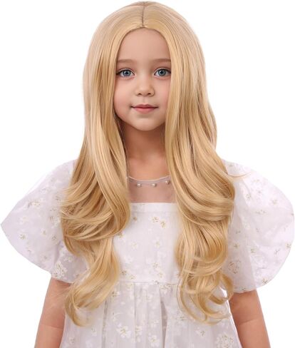 Ginger Wig for Kids Girls Long Ginger Orange Wavy Curly Wig Child Long Orange Part Wigs Heat Resistant Synthetic Wigs with Hairnet in Saudi Arabia