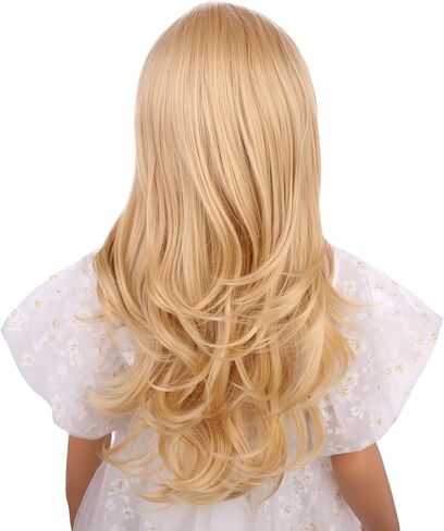 Ginger Wig for Kids Girls Long Ginger Orange Wavy Curly Wig Child Long Orange Part Wigs Heat Resistant Synthetic Wigs with Hairnet in Saudi Arabia