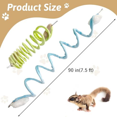 VCEPJH 2PCS Sugar Glider Toys, Elastic Sugar Glider Climbing Ropes, Hanging Spring Toy for Sugar Glider Cage Accessories for Squirrel Hamster Rat, Sugar Glider Enrichment Toys Blue and Green in Saudi Arabia