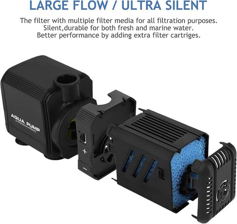 Submersible Aquarium Internal Filter 15W, Adjustable Fish Tank Filter with 400 GPH Water Pump for 150-300 Gallon Fish Tank in Saudi Arabia