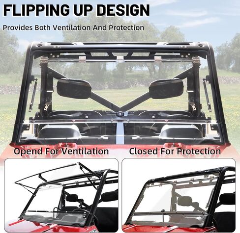 Ranger 1000 Windshield with Vents, StarknightMT Ranger Vented Front Full Windshield Compatible with Polaris Ranger XP 1000 2017-2024, Ranger Crew XP 1000/ Diesel 2014-2024 in Saudi Arabia