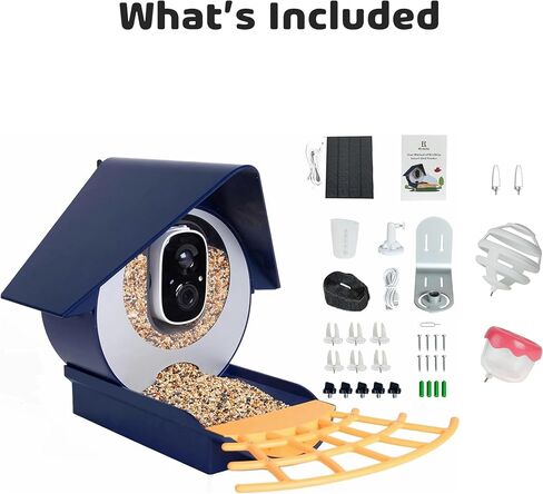 Smart Bird Feeder with Camera, 1080P HD Bird House Camera with Solar Panel, Auto Capture Bird Videos & AI Identify 10,000 Bird Species, App Notification, Free 32G SD Card, Ideal for Gift in Kuwait