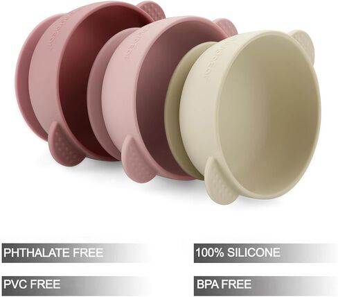 PandaEar 3 Pack Baby Bowls with Suction| Stay Put Silicone Food Bowl for Babies Kids Toddlers Infants| Food Grade Soft Safe BPA-Free Silicone (Multi-Color) in Saudi Arabia