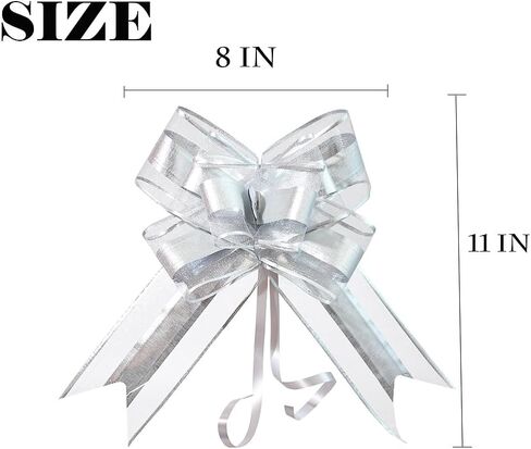 WEWILUCK Pull Bows for Gift Wrapping, 15 PCS Large Gift Bow Bulk for Presents Package, Gift Baskets, Christmas, Wedding, and Party Decor (White with Tulle & Gold line, 6 inches) in Saudi Arabia