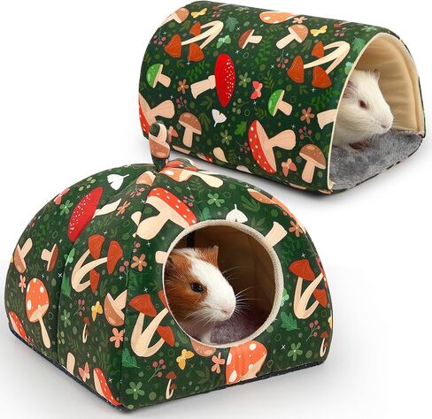 مخبأ خنزير غينيا من glittme، سرير ونفق خنزير غينيا الناعم، عبوتان من نفق خنزير غينيا قابل للغسل مع ملحقات خنزير غينيا المنزلية للهامستر والأرنب والأرنب والحيوانات الصغيرة in Kuwait