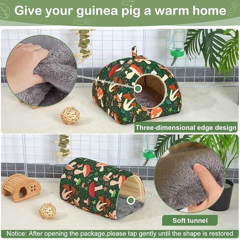 مخبأ خنزير غينيا من glittme، سرير ونفق خنزير غينيا الناعم، عبوتان من نفق خنزير غينيا قابل للغسل مع ملحقات خنزير غينيا المنزلية للهامستر والأرنب والأرنب والحيوانات الصغيرة in Kuwait