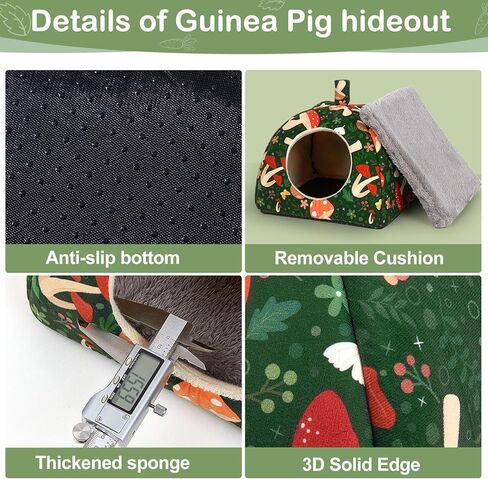 مخبأ خنزير غينيا من glittme، سرير ونفق خنزير غينيا الناعم، عبوتان من نفق خنزير غينيا قابل للغسل مع ملحقات خنزير غينيا المنزلية للهامستر والأرنب والأرنب والحيوانات الصغيرة in Kuwait