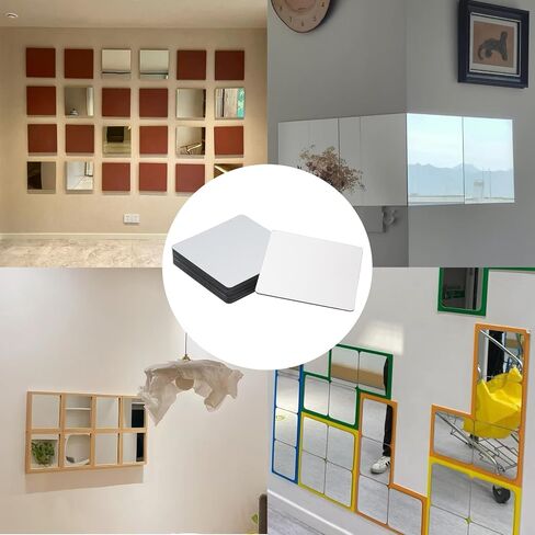 26 قطعة 4 بوصات ملصقات مربعة صغيرة مربعة ， الحجم الصغير المرايا الأكريليك مربعة ， مرايا حرفية DIY مع فيلم واقٍ ، مثالي للمشاريع الفنية والزخارف （الزاوية اليمنى） in Saudi Arabia
