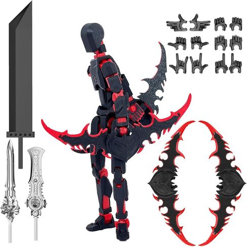 (Assembly Completed) T13 Action Figure Set, Titan 13 Robot Action Figure 3D Printed robo 13 Action Figure Articulated, Dummy 13 Lucky 13 Gift for Collectors Desktop Decorations, Black Green/Red Black in Saudi Arabia
