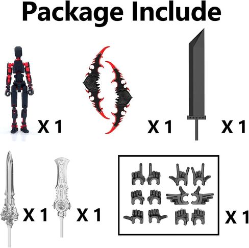 (Assembly Completed) T13 Action Figure Set, Titan 13 Robot Action Figure 3D Printed robo 13 Action Figure Articulated, Dummy 13 Lucky 13 Gift for Collectors Desktop Decorations, Black Green/Red Black in Saudi Arabia