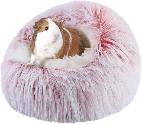 Soothing Guinea Pig Hideout, Doughnut Guinea Pig Bed with Hooded Cover, Washable Hamster Rabbit Bunny Bed, Washable Round Cave Beds for Small Animal Bunny Rabbit Hideout (Grey) in Kuwait