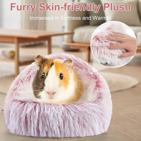 Soothing Guinea Pig Hideout, Doughnut Guinea Pig Bed with Hooded Cover, Washable Hamster Rabbit Bunny Bed, Washable Round Cave Beds for Small Animal Bunny Rabbit Hideout (Grey) in Kuwait