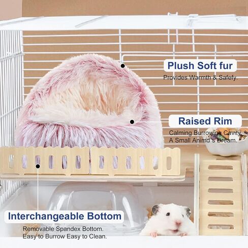 Soothing Guinea Pig Hideout, Doughnut Guinea Pig Bed with Hooded Cover, Washable Hamster Rabbit Bunny Bed, Washable Round Cave Beds for Small Animal Bunny Rabbit Hideout (Grey) in Kuwait