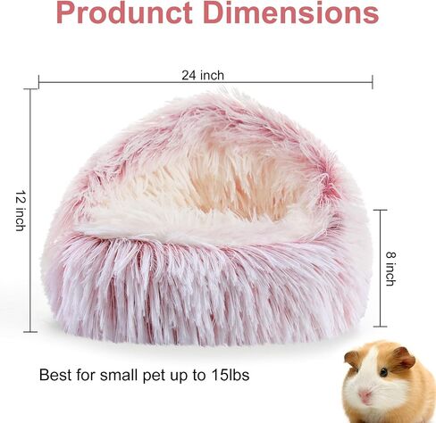 Soothing Guinea Pig Hideout, Doughnut Guinea Pig Bed with Hooded Cover, Washable Hamster Rabbit Bunny Bed, Washable Round Cave Beds for Small Animal Bunny Rabbit Hideout (Grey) in Kuwait