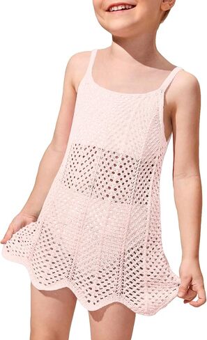 Girl's Cover up Short Beach Cami Dress Strap Cable Knit Swimsuit Bikini Cover Up in Kuwait