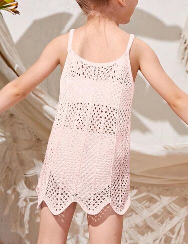 Girl's Cover up Short Beach Cami Dress Strap Cable Knit Swimsuit Bikini Cover Up in Kuwait