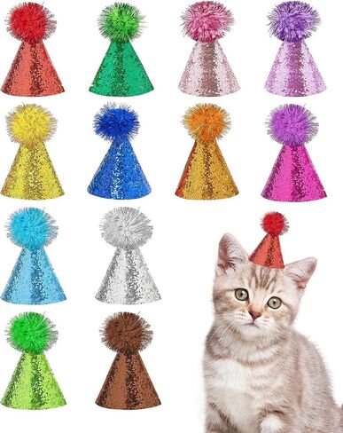 PET SHOW 12 Pack Mini Small Dog Hats Cat Birthday Party Hat Rabbit Hats for Stuffed Animals Holiday Wedding Puppies Kittens Costume Accessories in Kuwait