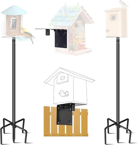 LOPANNY Bird House Pole, 1 Pack 109 Inch Heavy Duty Bird Feeder Pole Mount Kit with 5 Prongs Base for Outdoors, Adjustable Bird Feeder Stand for Wild Birds Watching (Bird House Not Included) in Saudi Arabia