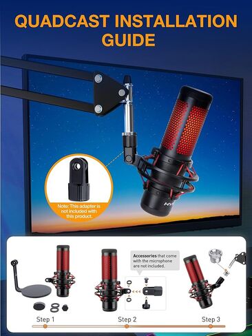 SUNMON RGB Boom Arm - Mic Arm With RGB Light, Adjustable 11 Light Modes, Microphone Boom Arm With Adapter Compatible with Fifine Microphone, Blue Yeti, HyperX QuadCast and Most Gaming Mic in Kuwait